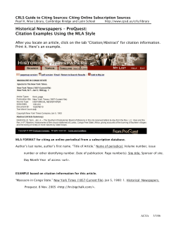 Historical Newspapers &ndash; ProQuest: Citation Examples Using the