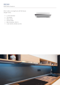 60cm slide out rangehood with flat fascia (single motor)