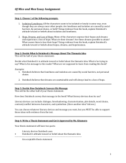 Of Mice and Men Essay Assignment