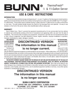 Use, Care, ThermoFresh 1/2 and 1-3/4 Gallon Server