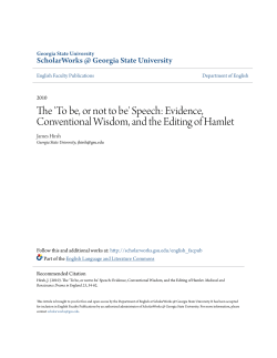 The `To be, or not to be` - ScholarWorks @ GSU