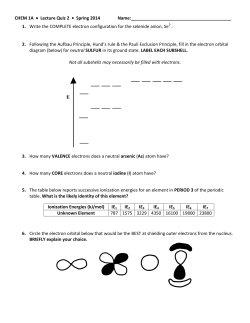 CHEM 1A &bull; Lecture Quiz 2 &bull; Spring 2014 Name