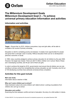 Oxfam Education The Millennium Development Goals Millennium