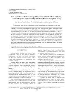 Gum Arabic Uses as Prebiotic in Yogurt Production and Study