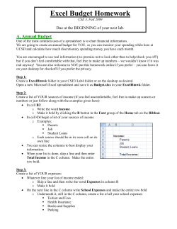 Excel Budget Homework