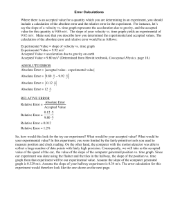 Error Calculations Where there is an accepted value for a quantity