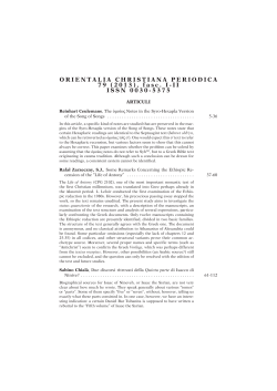 ORIENTALIA CHRISTIANA PERIODICA 79 (2013), fasc. I