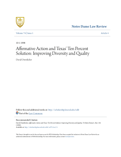 Affirmative Action and Texas` Ten Percent Solution: Improving