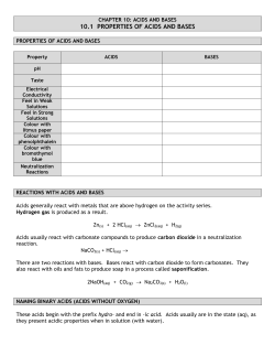 10.1 PROPERTIES OF ACIDS AND BASES