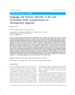 Language and memory disorder in the case of Jonathan Swift
