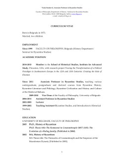 CURRICULUM VITAE Born in Belgrade in 1973. Married, two