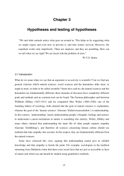 Chapter 3 Hypotheses and testing of hypotheses