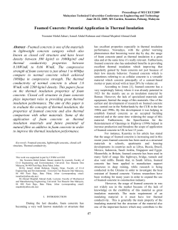 Foamed Concrete: Potential Application in Thermal Insulation