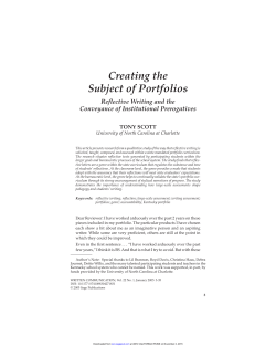 Creating the Subject of Portfolios: Reflective Writing