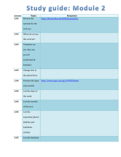 Lesson Topic: Response: 2.03 Review the tutorial for the verb ser