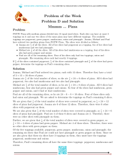 Problem of the Week Problem D and Solution Mmmm Pizza