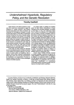 Underwhelmed: Hyperbole, Regulatory Policy and the Genetic