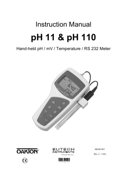 Instruction Manual: Oakton pH 11 and pH 110 Meters
