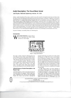 Audio Description: The Visual Made Verbal