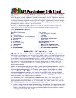 APA Crib Sheet Contents INTRODUCTORY INFORMATION
