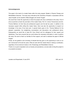 Acknowledgements This paper is the result of a master thesis within