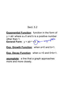 Sect. 5.2 Exponential Function: function in the form of y = abx where