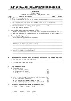 Worksheet of Class-IV - OP Jindal School, Raigarh