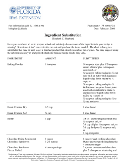Ingredient Substitution - Brevard County Extension