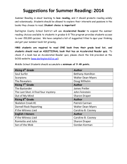 Suggestions for Summer Reading: 2014