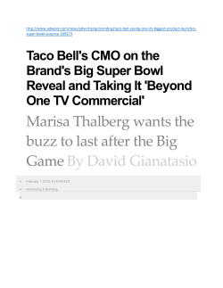 Marisa Thalberg wants the buzz to last after the Big GameBy David