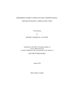 PERFORMING WOMEN`S SPEECH IN EARLY MODERN DRAMA