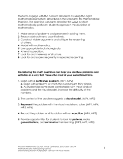 1 Students engage with the content standards by using the eight