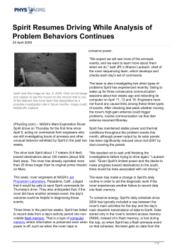 Spirit Resumes Driving While Analysis of Problem