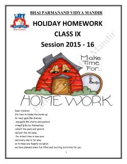 HOLIDAY HOMEWORK CLASS IX Session 2015