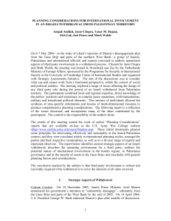 Planning Considerations for International Involvement in an Israeli