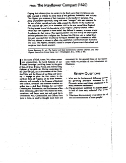 FROM The Mayflower Compact (1620) REVIEW QUESTIONS