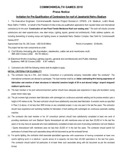 Tender Notice for roof of JLN Stadium for CW Games-2010.