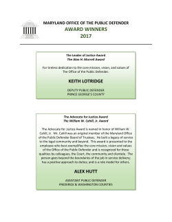 Maryland Office of the Public Defender 2017 Award Winners