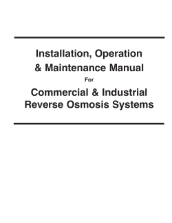 Installation Instructions for Commercial RO System