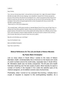 Biblical Reflections On The Life and Death of Nelson Mandela By