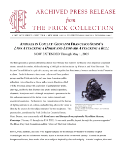 ARCHIVED PRESS RELEASE from THE FRICK COLLECTION