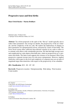 Progressive taxes and firm births - HEC Lausanne