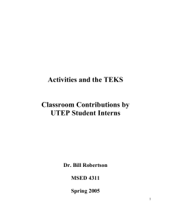 Activities and the TEKS Classroom Contributions by UTEP Student