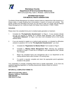 Information Packet for Medical Waste Generators