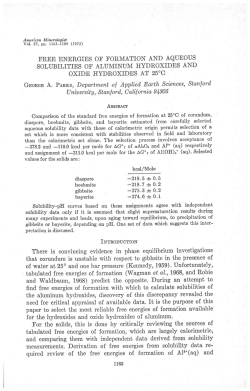 FREE ENERGIES OF FORMATION AND AQUEOUS SOLUBILITIES