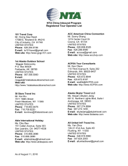 NTA China Inbound Program Registered Tour Operator List