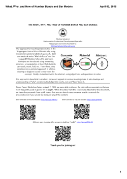 What, Why, and How of Number Bonds and Bar Models
