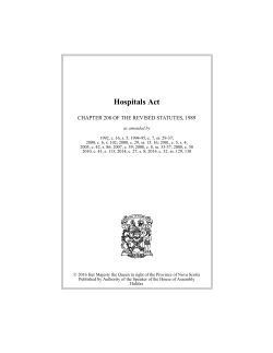 Hospitals Act - The Nova Scotia Legislature