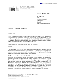 Brussels, 3 0 SEP. 2015 - Corporate Europe Observatory