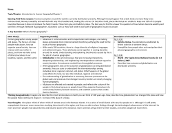 Topic/Chapter: Introduction to Human Geography